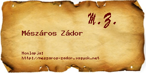 Mészáros Zádor névjegykártya